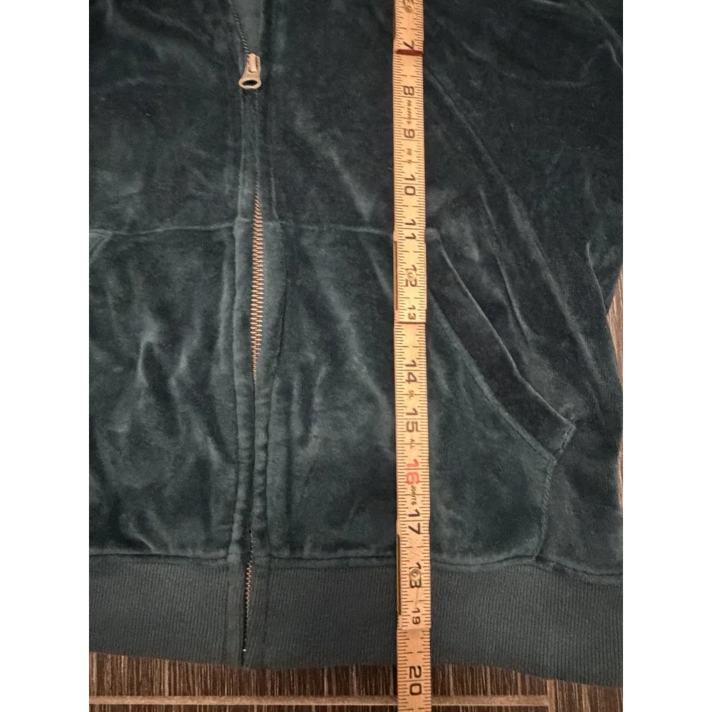 Pact XS 100% Organic Cotton Velour Full Zip Hoodie Blue Green Soft Outerwear 90s